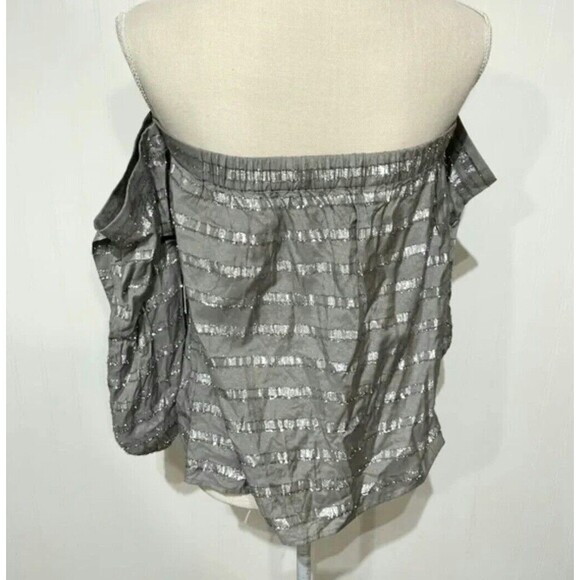 1. State Twilight Hour Metallic Stripe Off Shoulder Blouse Top NWT Size Small - Picture 6 of 6
